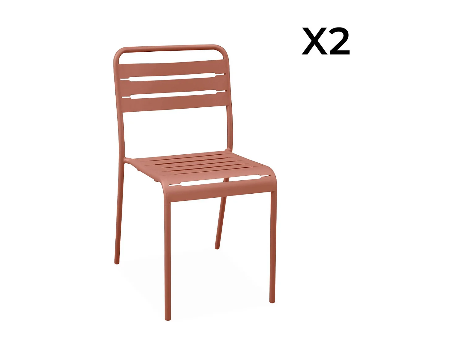 Table de jardin bistrot ronde acier + 2 assises Ø60cm terracotta - Orea + Amélia