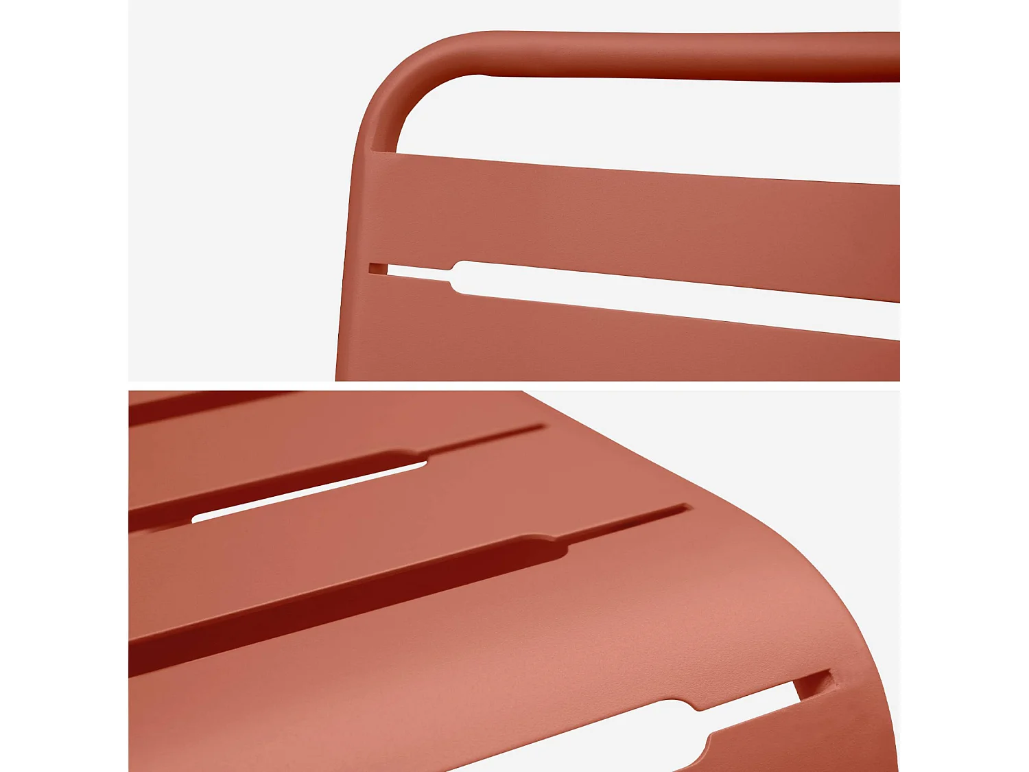 Table de jardin bistrot ronde acier + 2 assises Ø60cm terracotta - Orea + Amélia