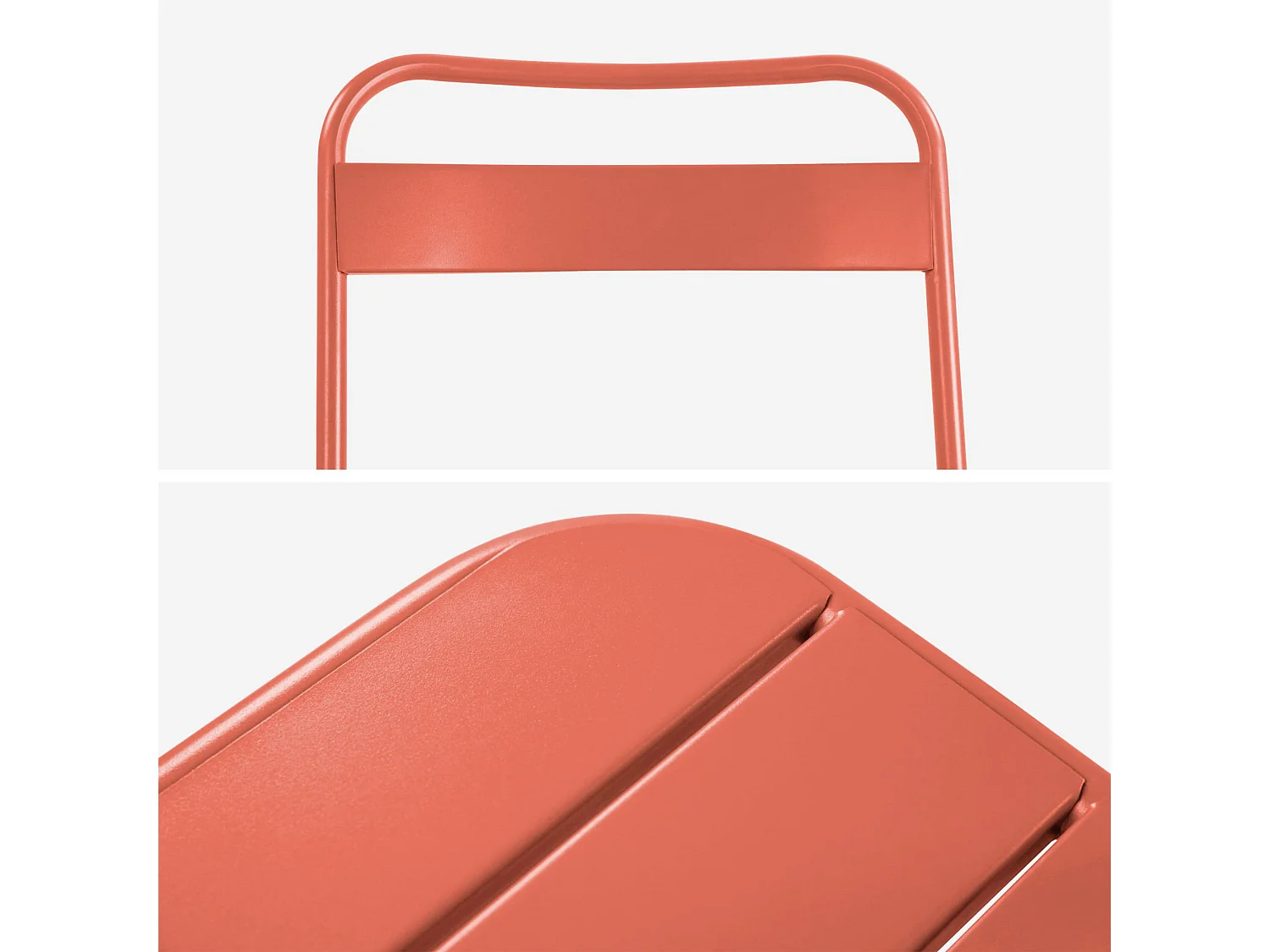 Table de jardin métal + 8 assises terracotta. Amelia 160 x 90 x H 72.5cm