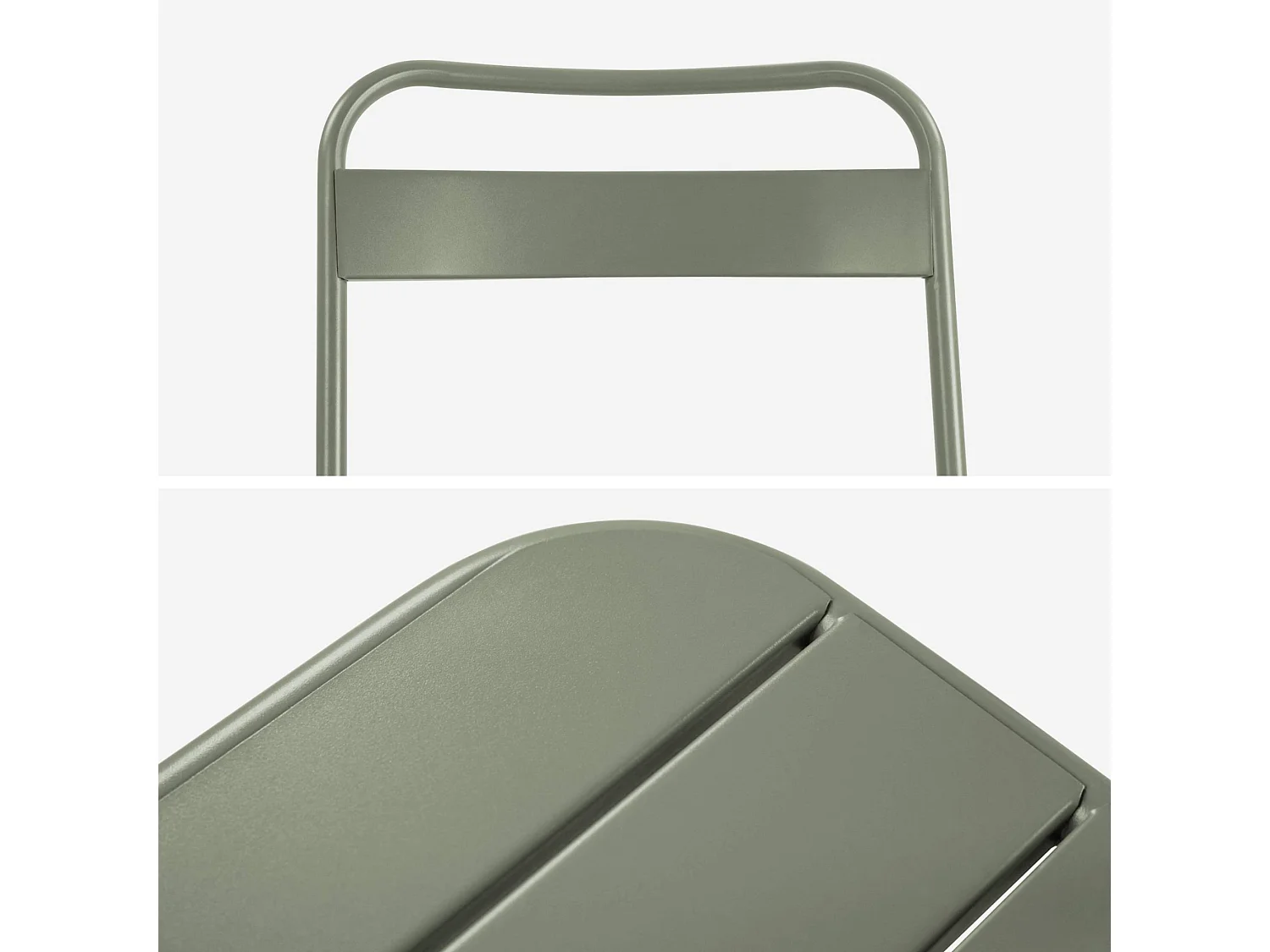 Tavolo da giardino in metallo 4 sedute, 120cm, verde kaki