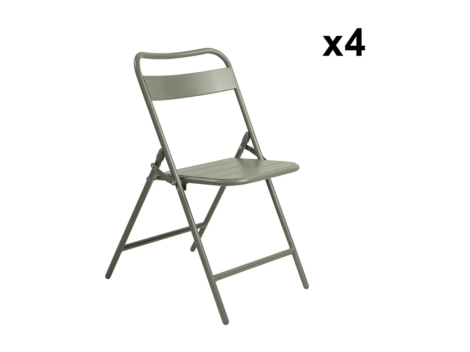 Table de jardin métal + 4 assises kaki. Amelia L 120 x 70 x 72.5cm