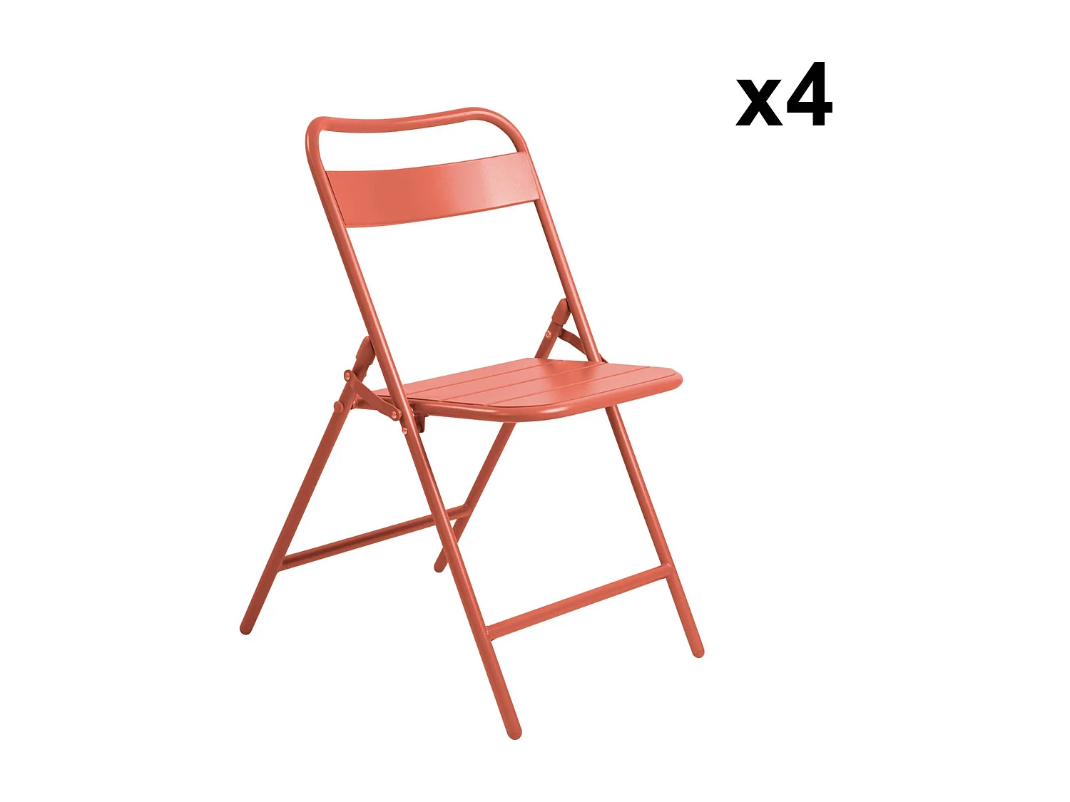 Tavolo da giardino in metallo 4 sedute, 120cm, terracotta