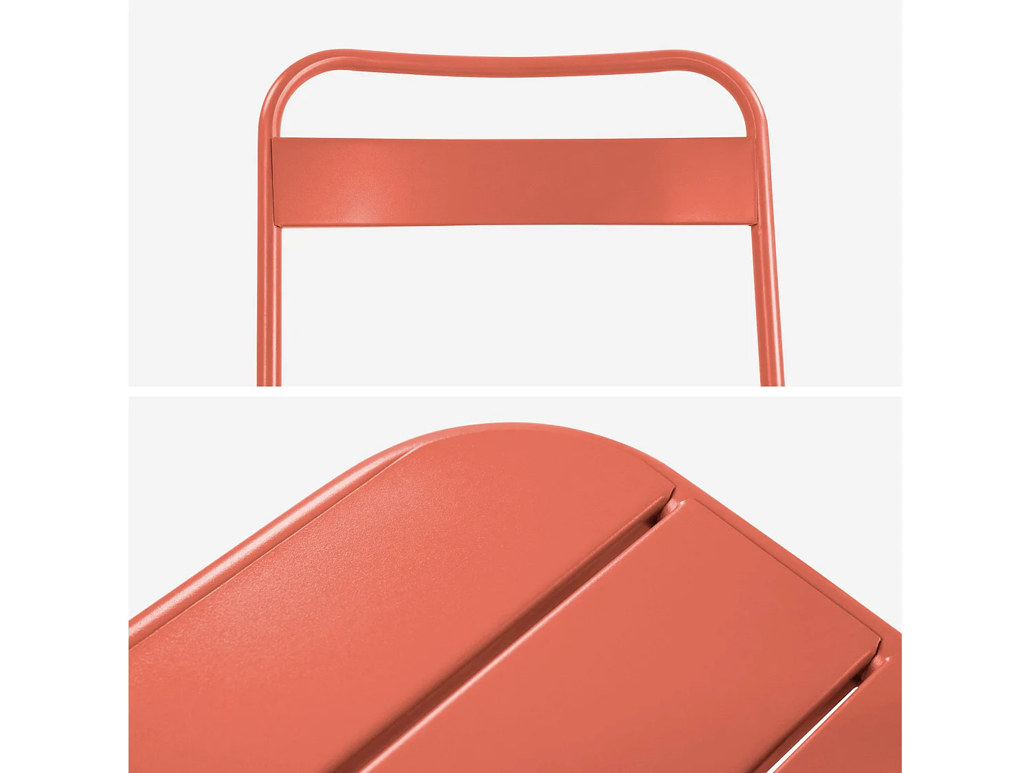 Tavolo da giardino in metallo 4 sedute, 120cm, terracotta