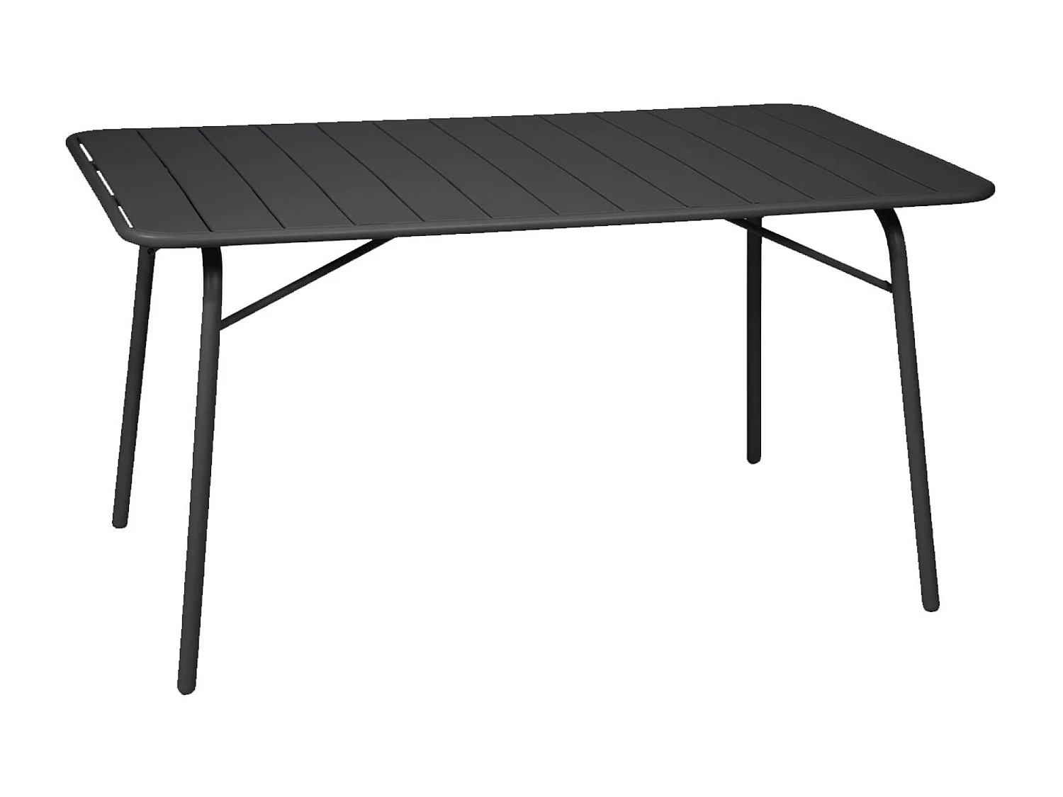Table de jardin pliante métal + 6 assises anthracite. Amelia + Liva 141.2 x 80 x 72.5cm