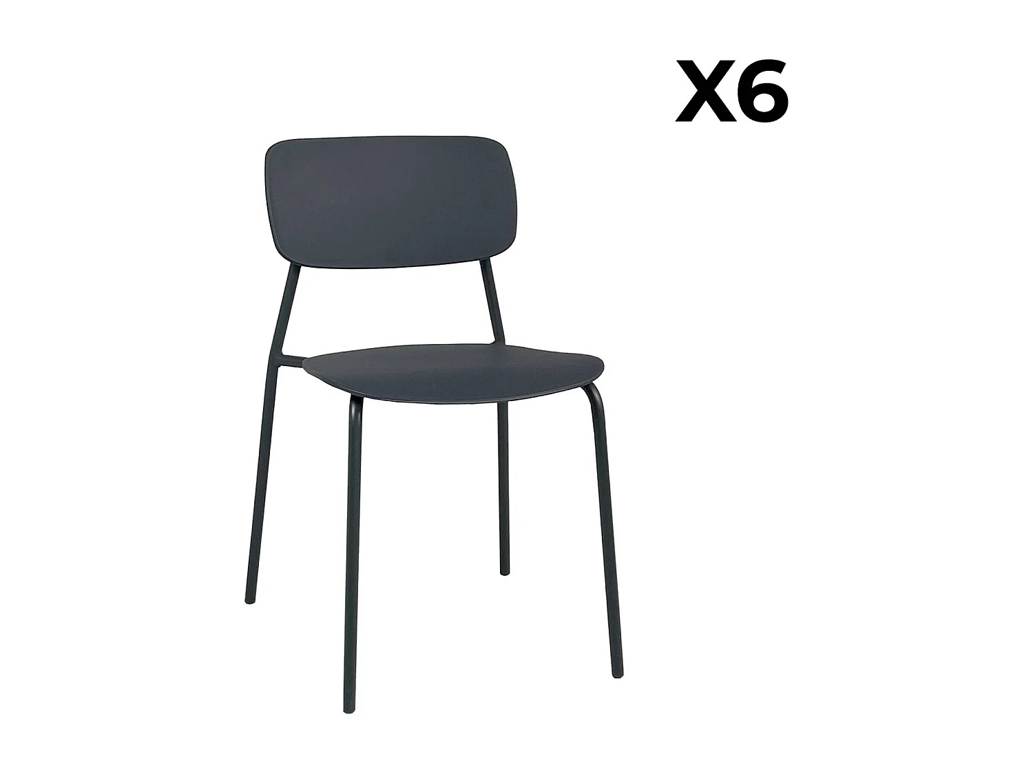 Table de jardin pliante métal + 6 assises anthracite. Amelia + Liva 141.2 x 80 x 72.5cm