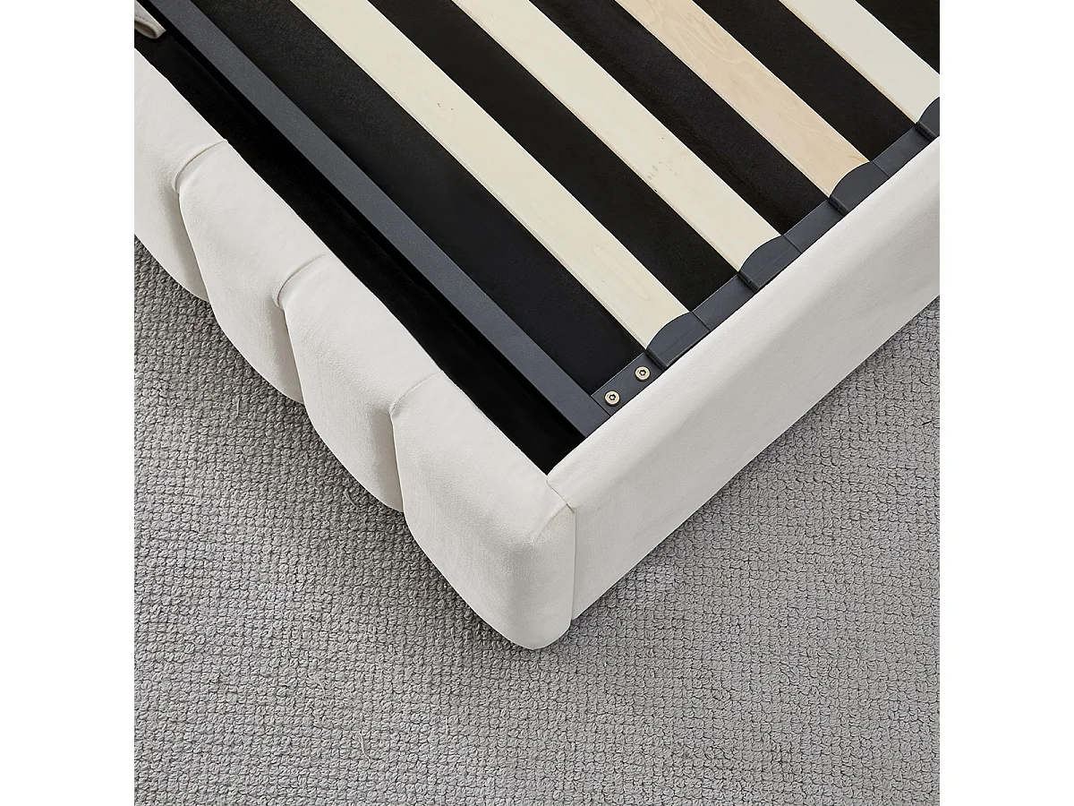 Lit Coffre Velours Beige TROCADÉRO