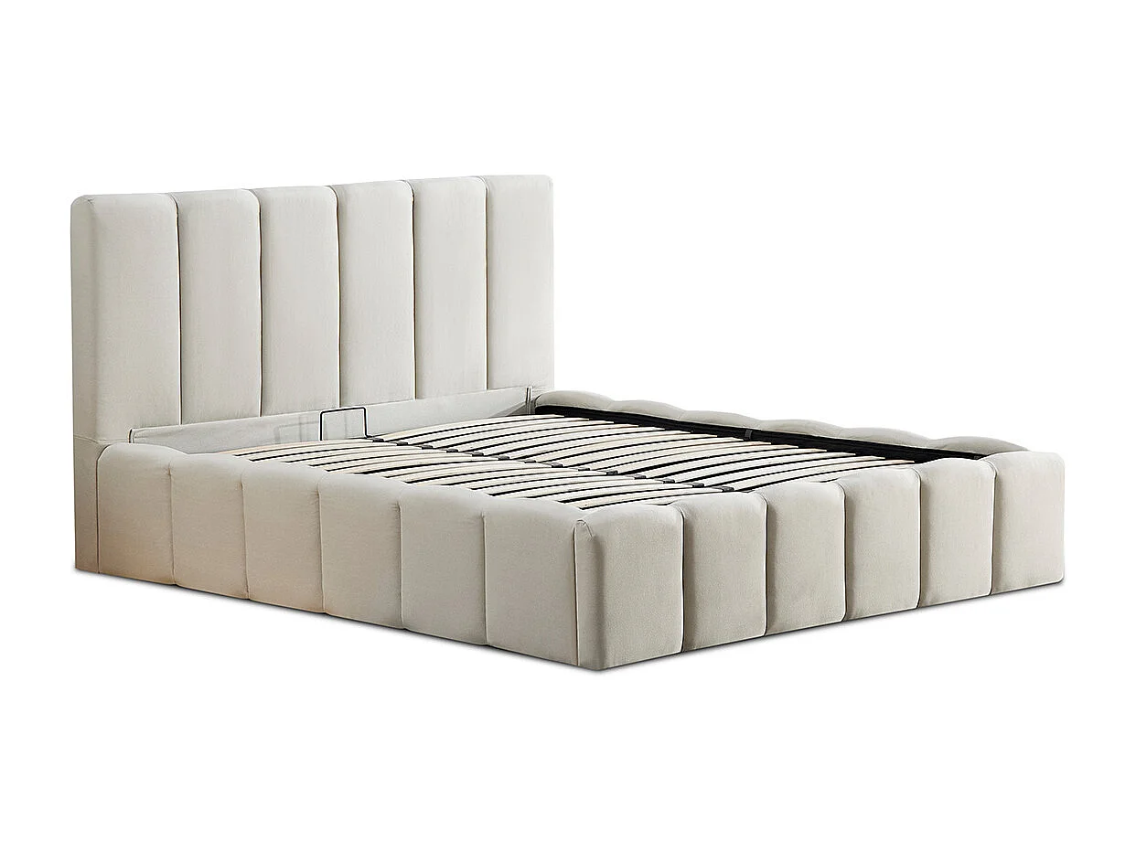 BELLECOUR LITERIE | Lit coffre beige MADELEINE 140x190 cm