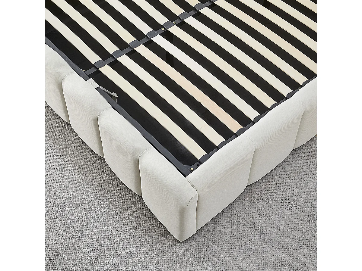 Lit Coffre Tissu Beige MADELEINE