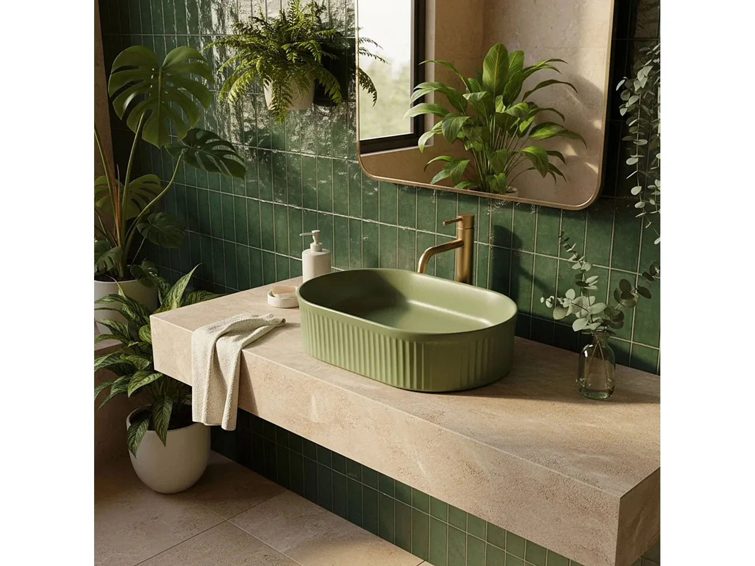 Lavabo À Poser Rea Vanda Pistachio Matt Green
