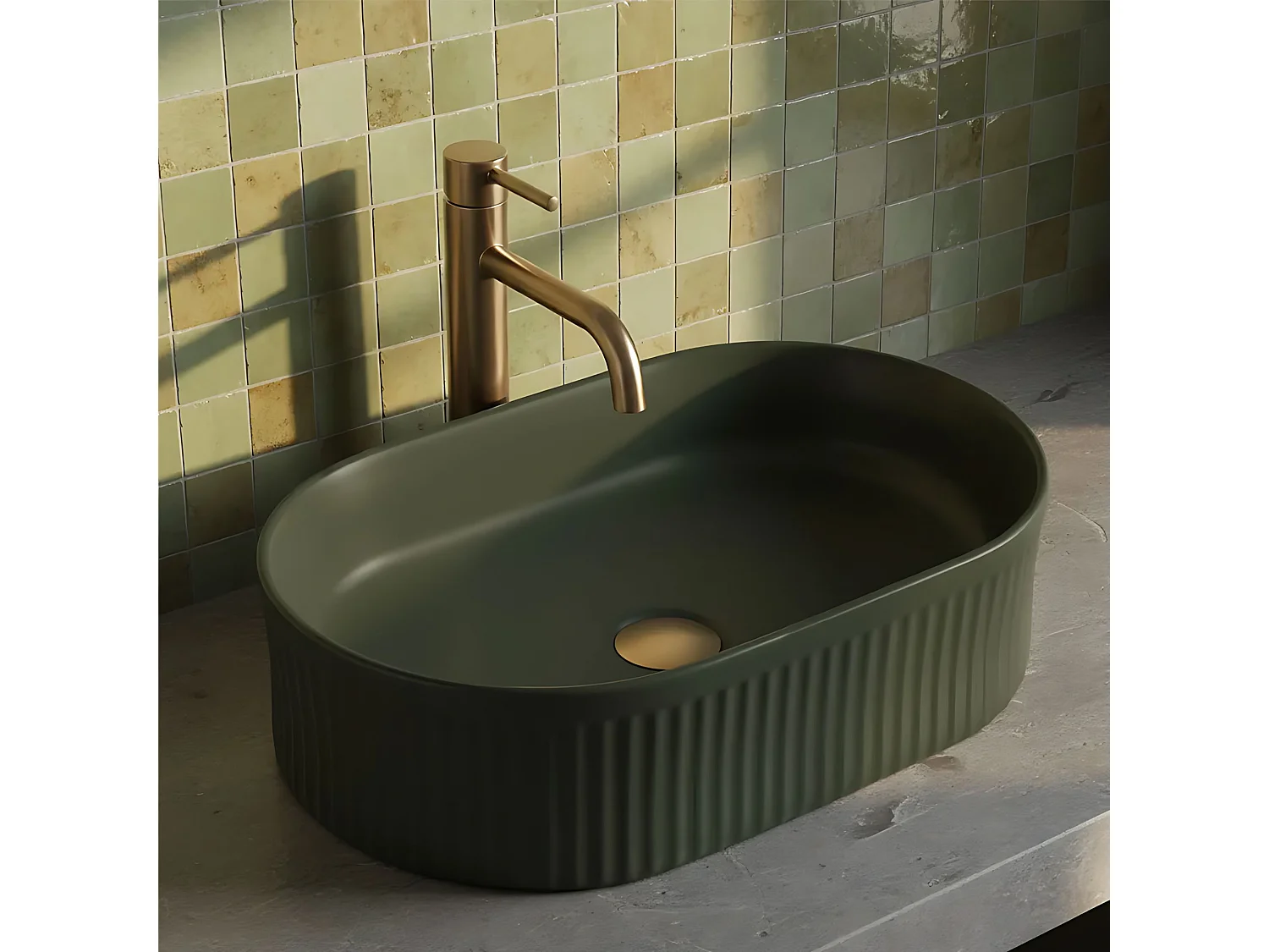 Lavabo À Poser Rea Vanda Olive Matt Green