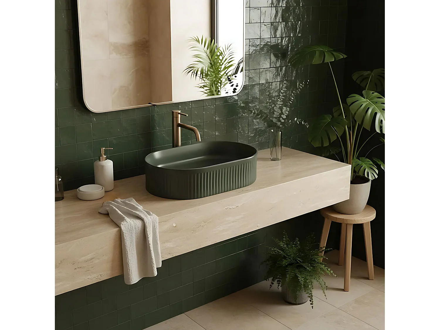 Lavabo À Poser Rea Vanda Olive Matt Green