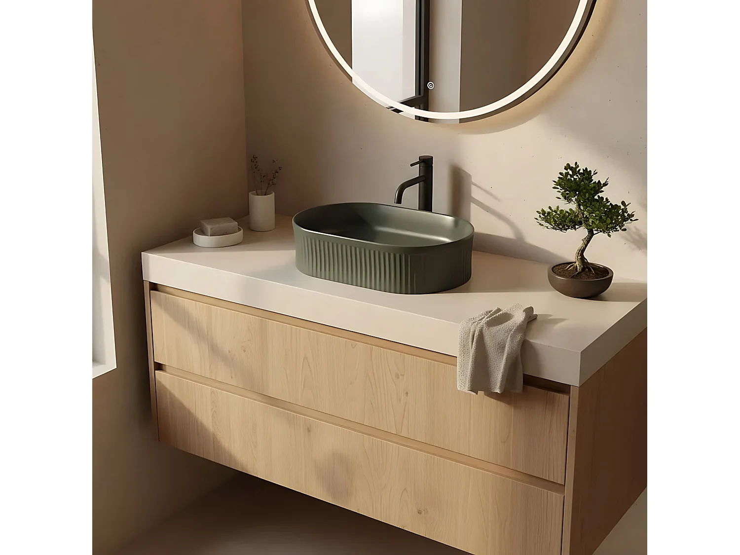 Lavabo À Poser Rea Vanda Olive Matt Green