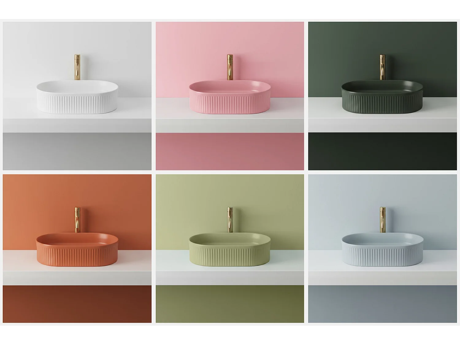 Lavabo À Poser Rea Vanda Olive Matt Green