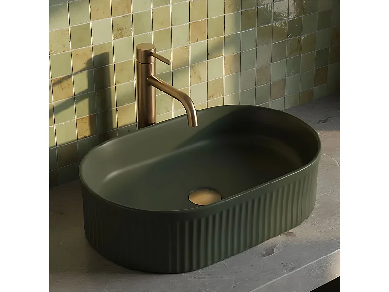 Lavabo Sobre Encimera Rea Vanda Olive Matt Green