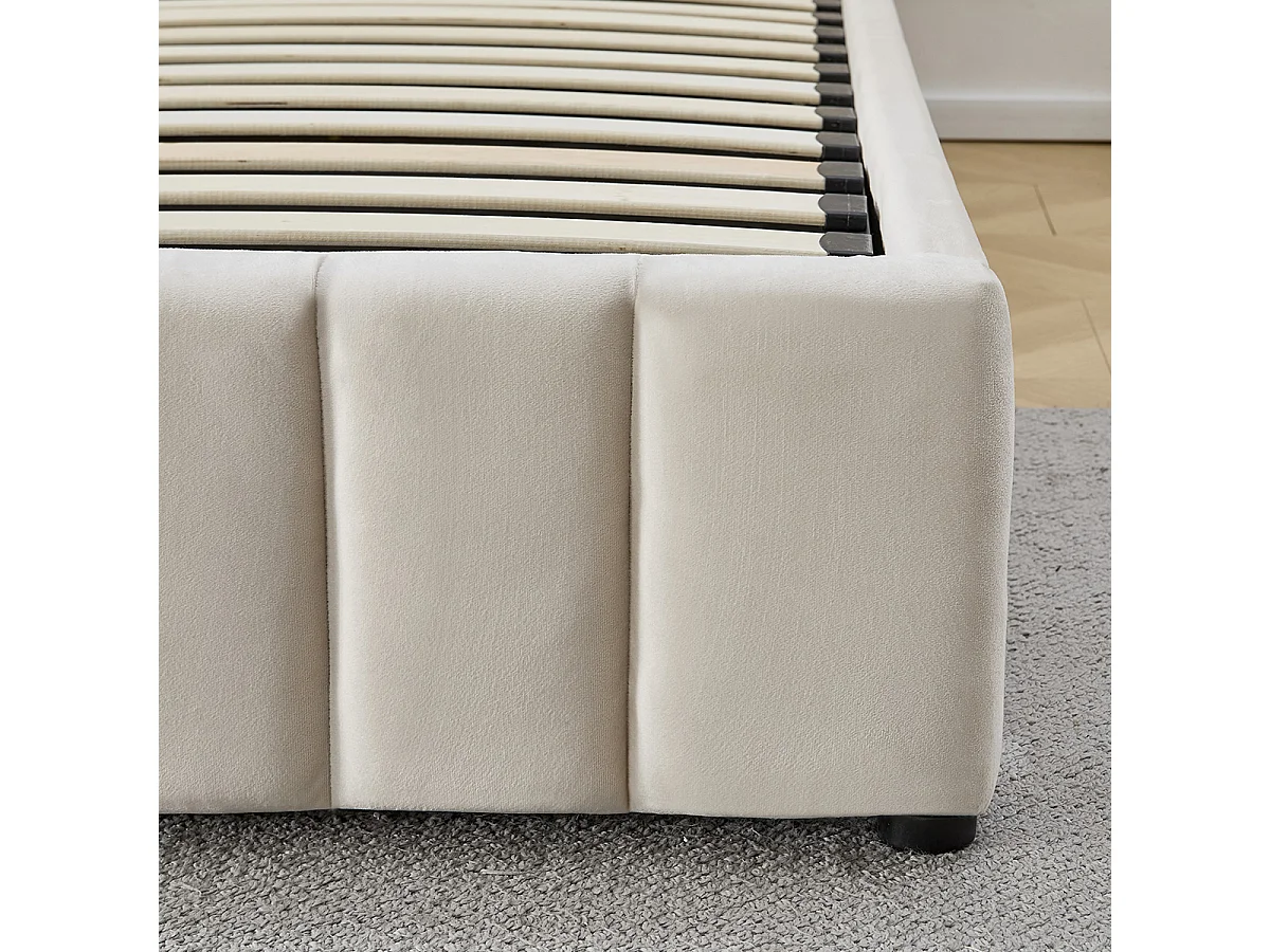 Lit Coffre Velours Beige TROCADÉRO