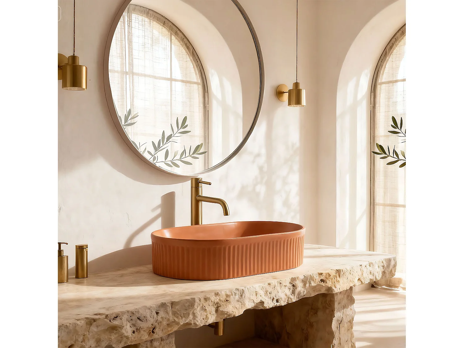 Lavabo À Poser Rea Vanda Cinnamon Matt Orange