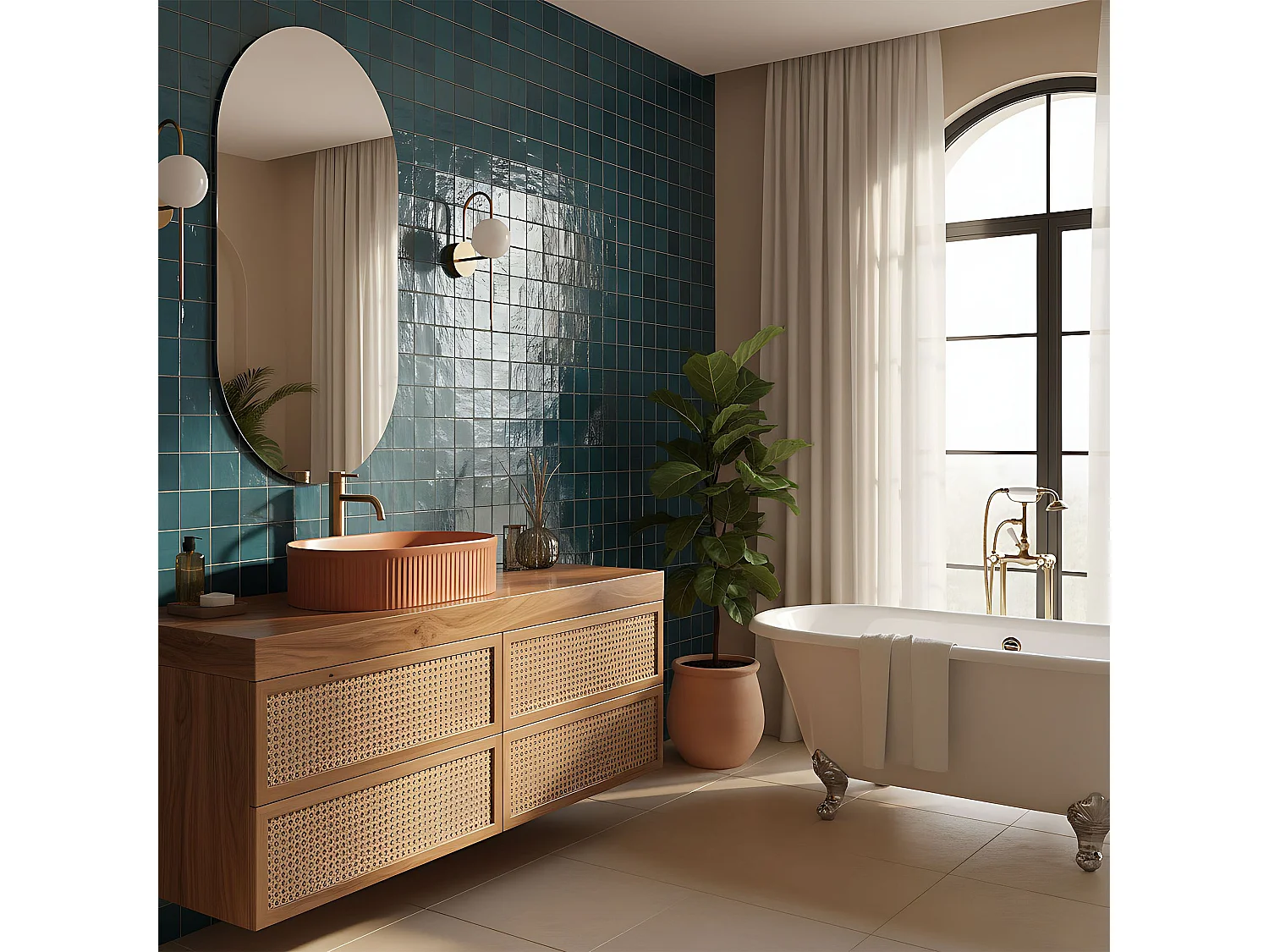 Lavabo À Poser Rea Vanda Cinnamon Matt Orange