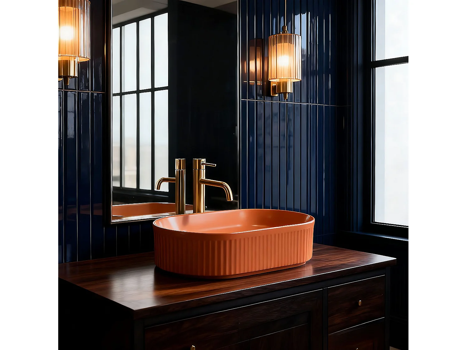 Lavabo À Poser Rea Vanda Cinnamon Matt Orange