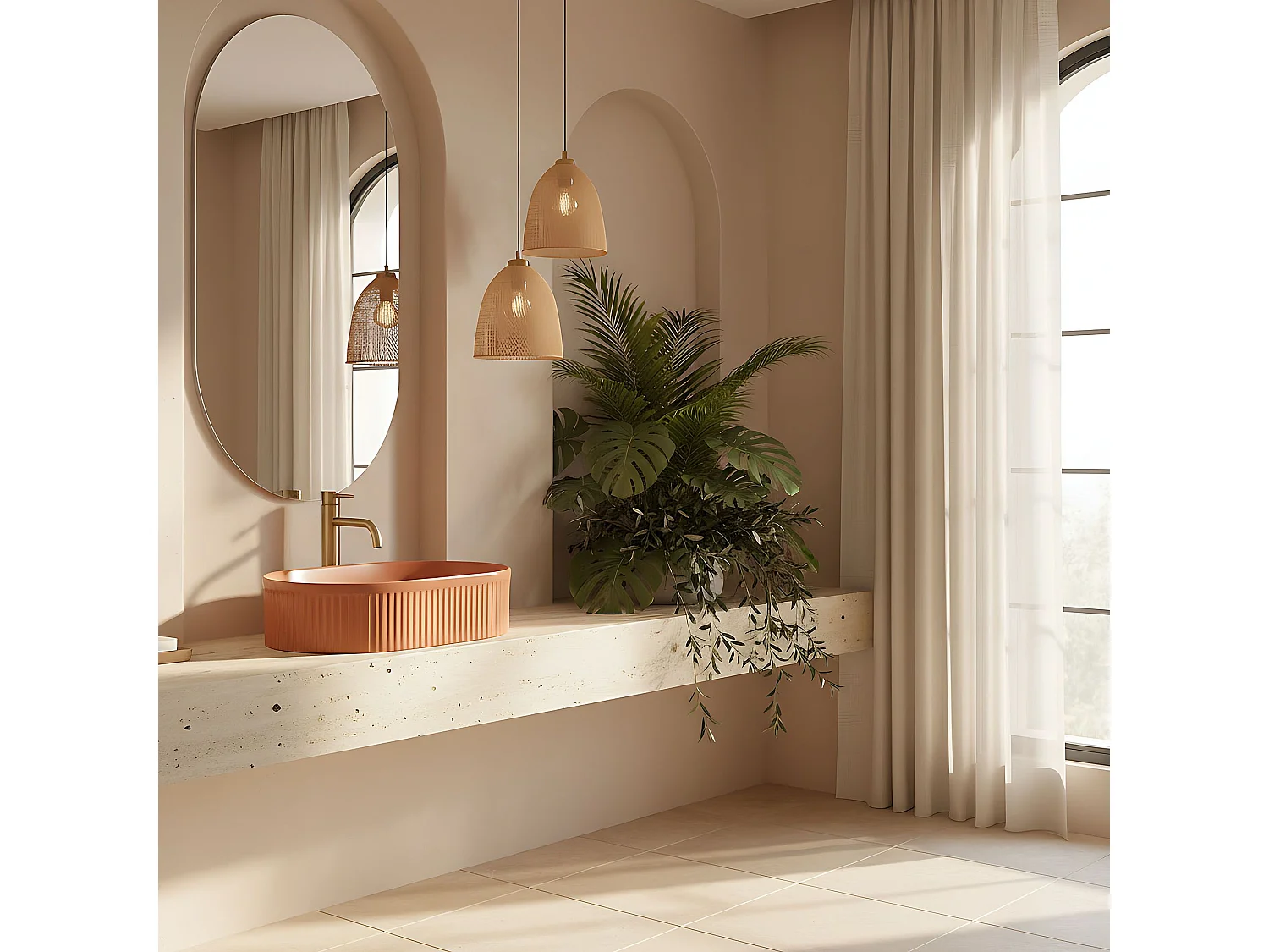 Lavabo À Poser Rea Vanda Cinnamon Matt Orange