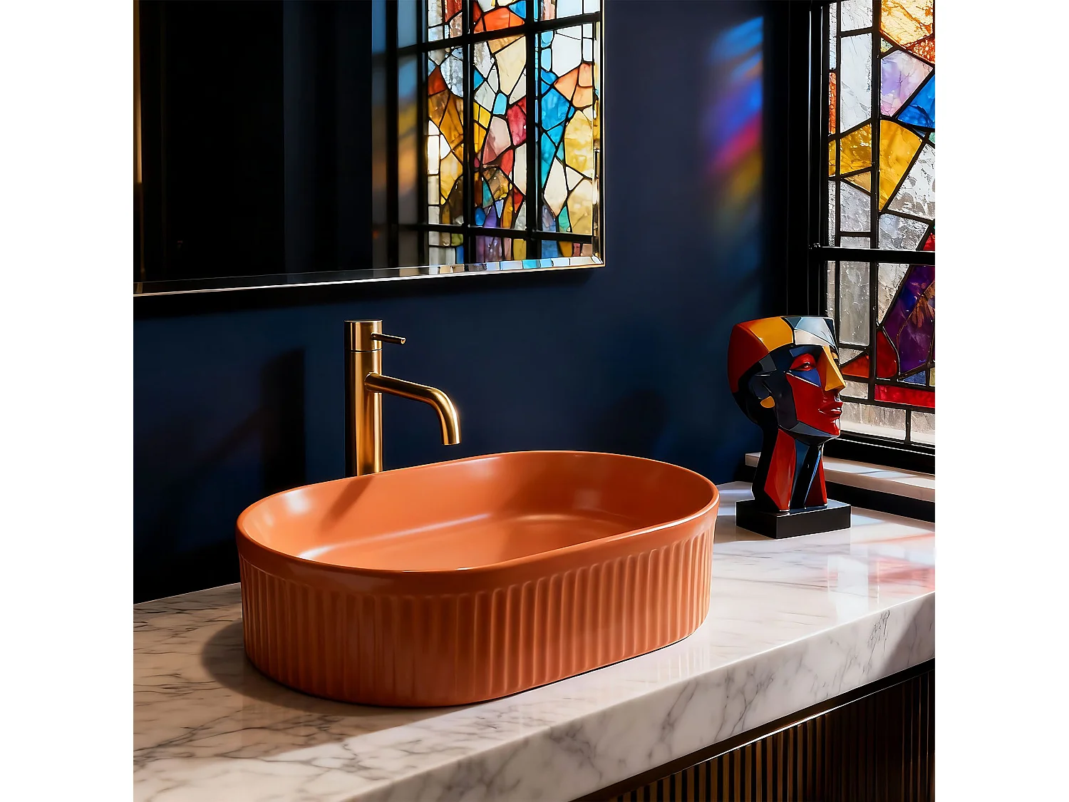 Lavabo À Poser Rea Vanda Cinnamon Matt Orange