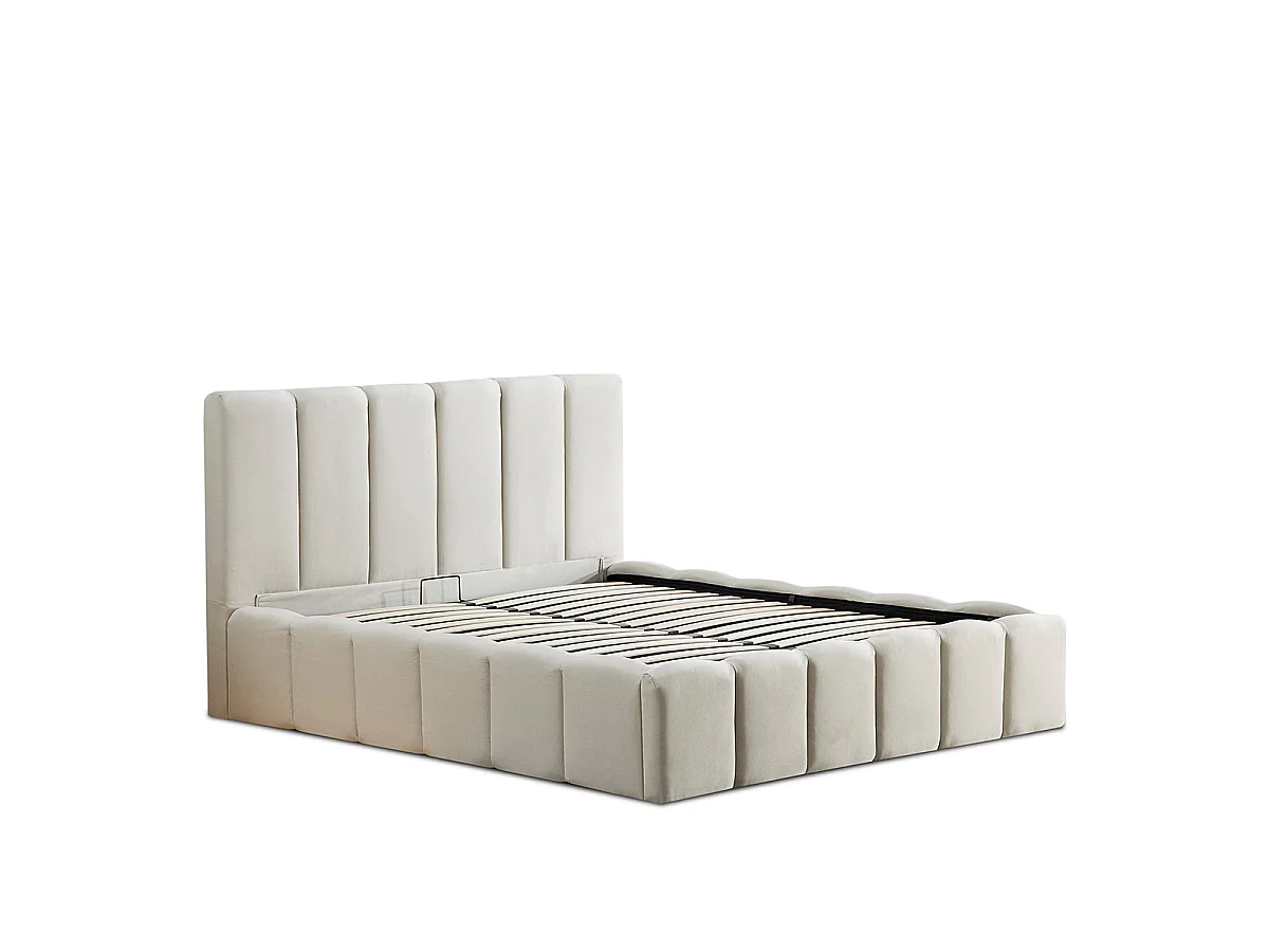 BELLECOUR LITERIE | Lit coffre beige MADELEINE 180x200 cm