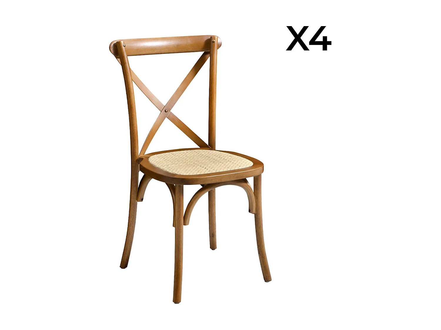 Set di 4 sedie da bistrot vintage in legno, effetto noce