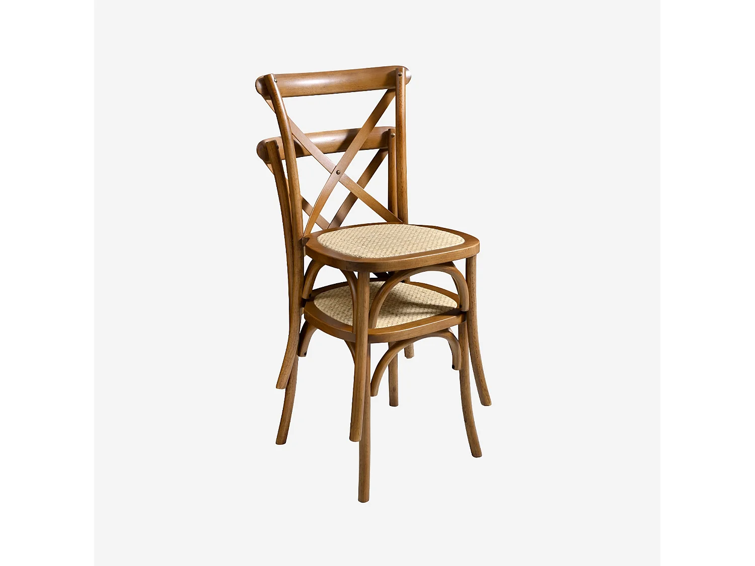 Silla de bistró vintage de madera, set de 4 nogal