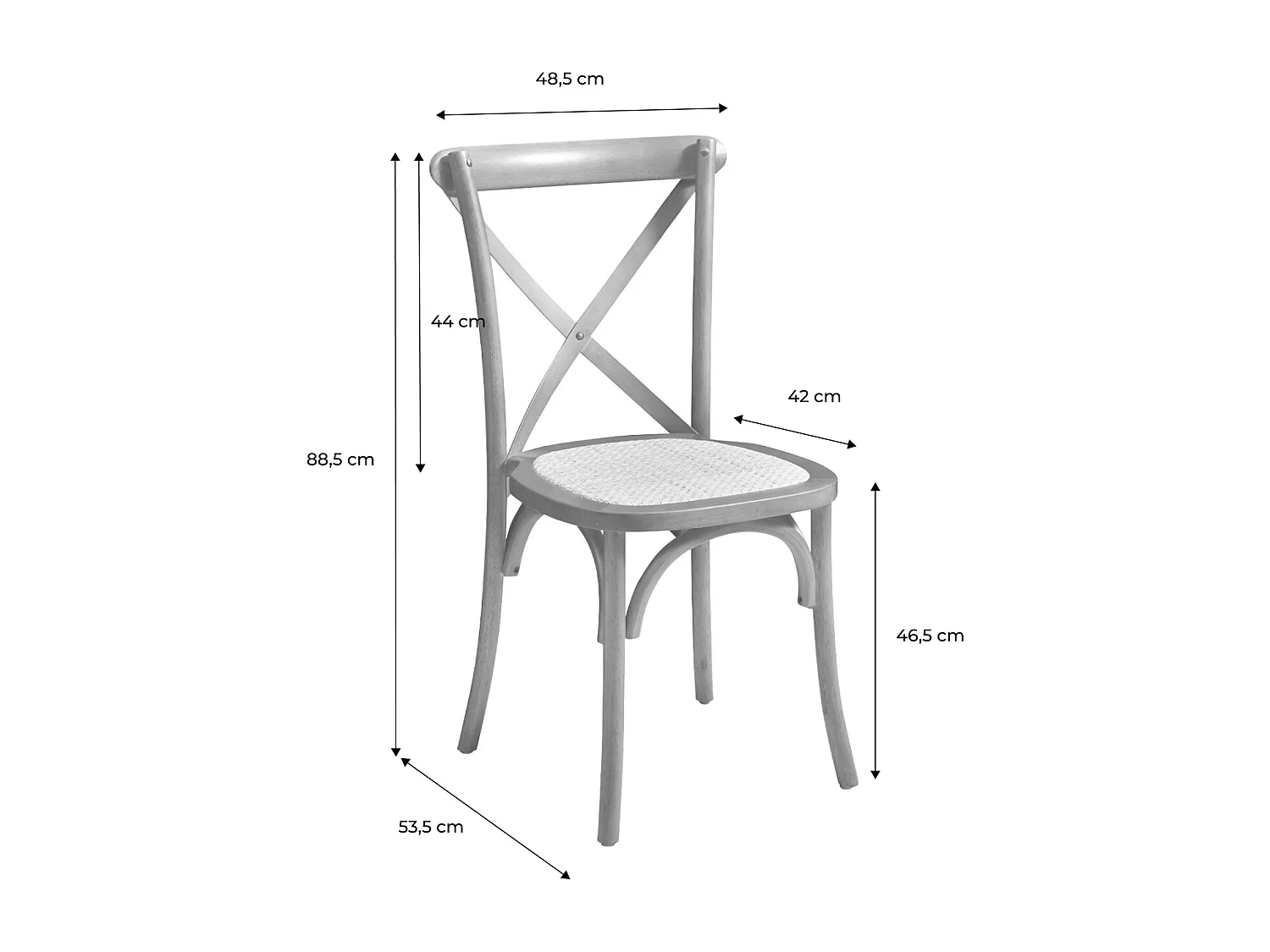 Silla de bistró vintage de madera, set de 4 nogal