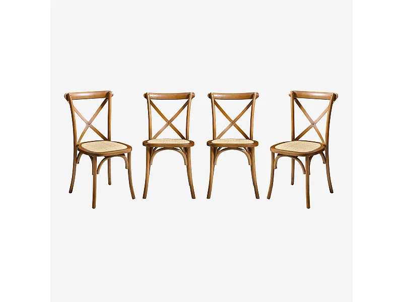 Set di 4 sedie da bistrot vintage in legno, effetto noce