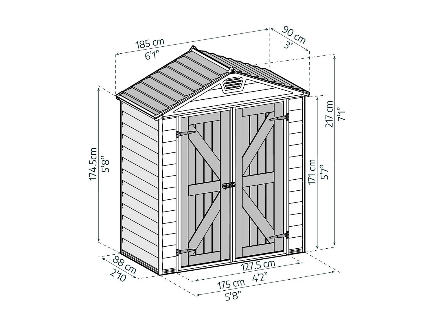 Abri de jardin en aluminium et polycarbonate gris et noir Skylight 1.7m²