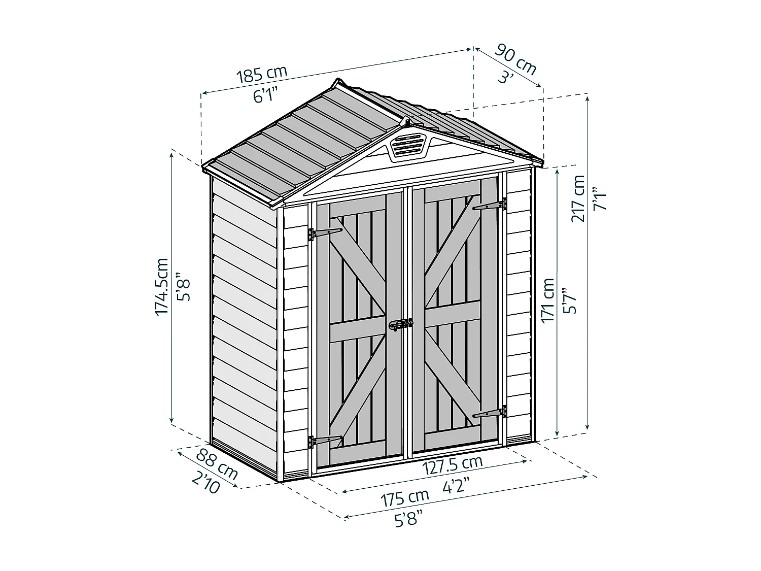 Canopia Skylight Polycarbonaat Tuinhuis 90X185X217 cm Grijs Deco