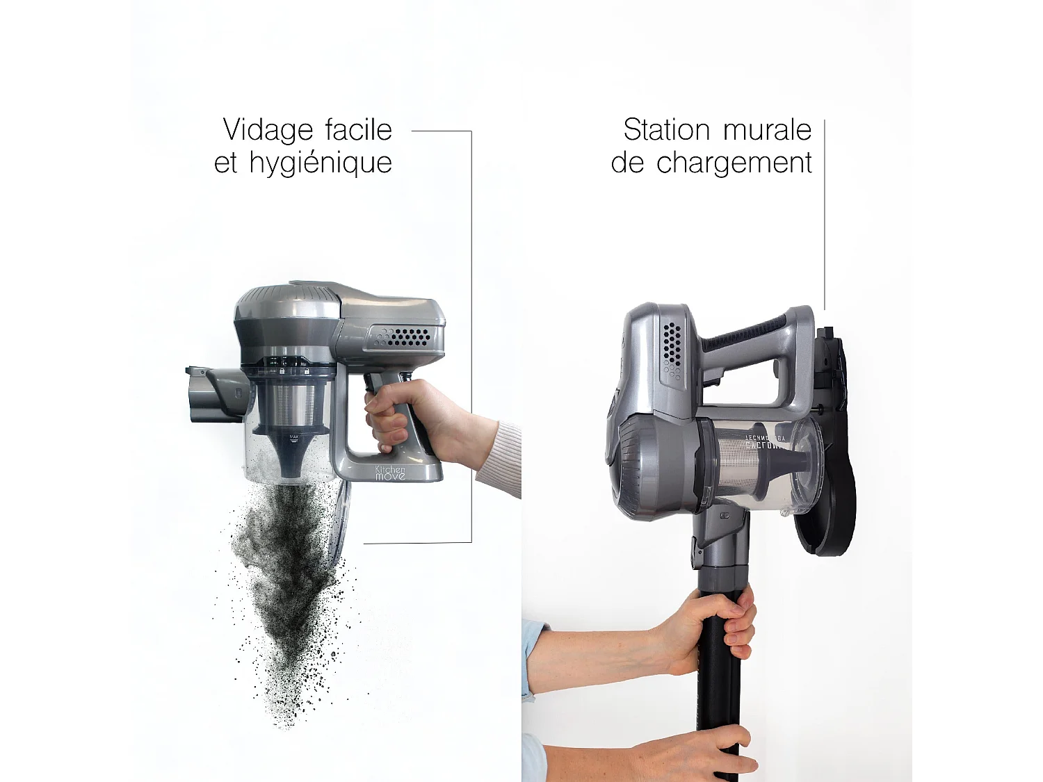 Aspirateur balai animaux SILENT Noir Aluminium 160W