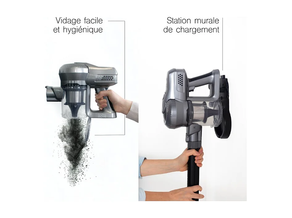 Aspirateur balai animaux SILENT Noir Aluminium 160W