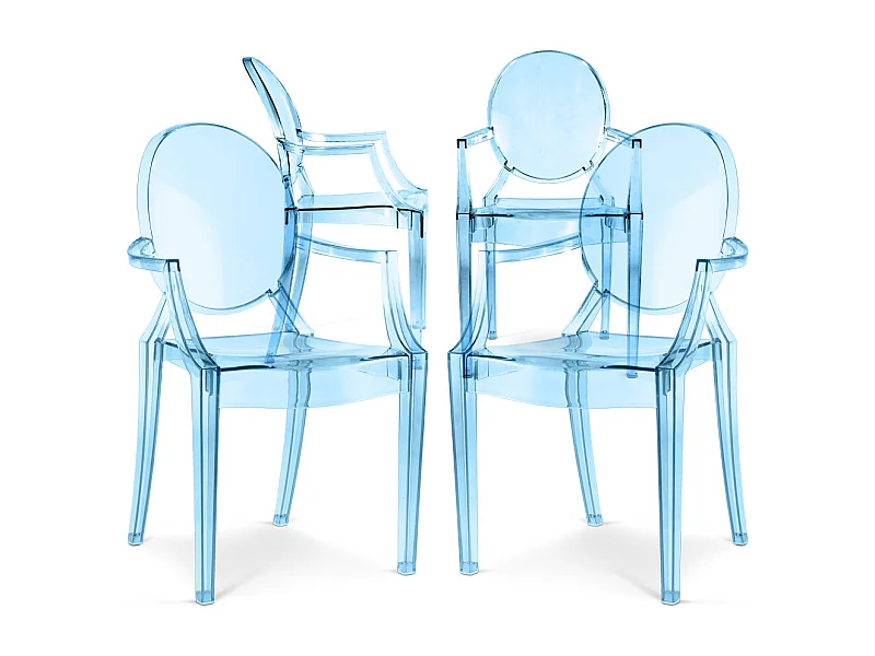 4er-Pack Esszimmerstühle - Transparent - Design mit Armlehnen - Louis XIV