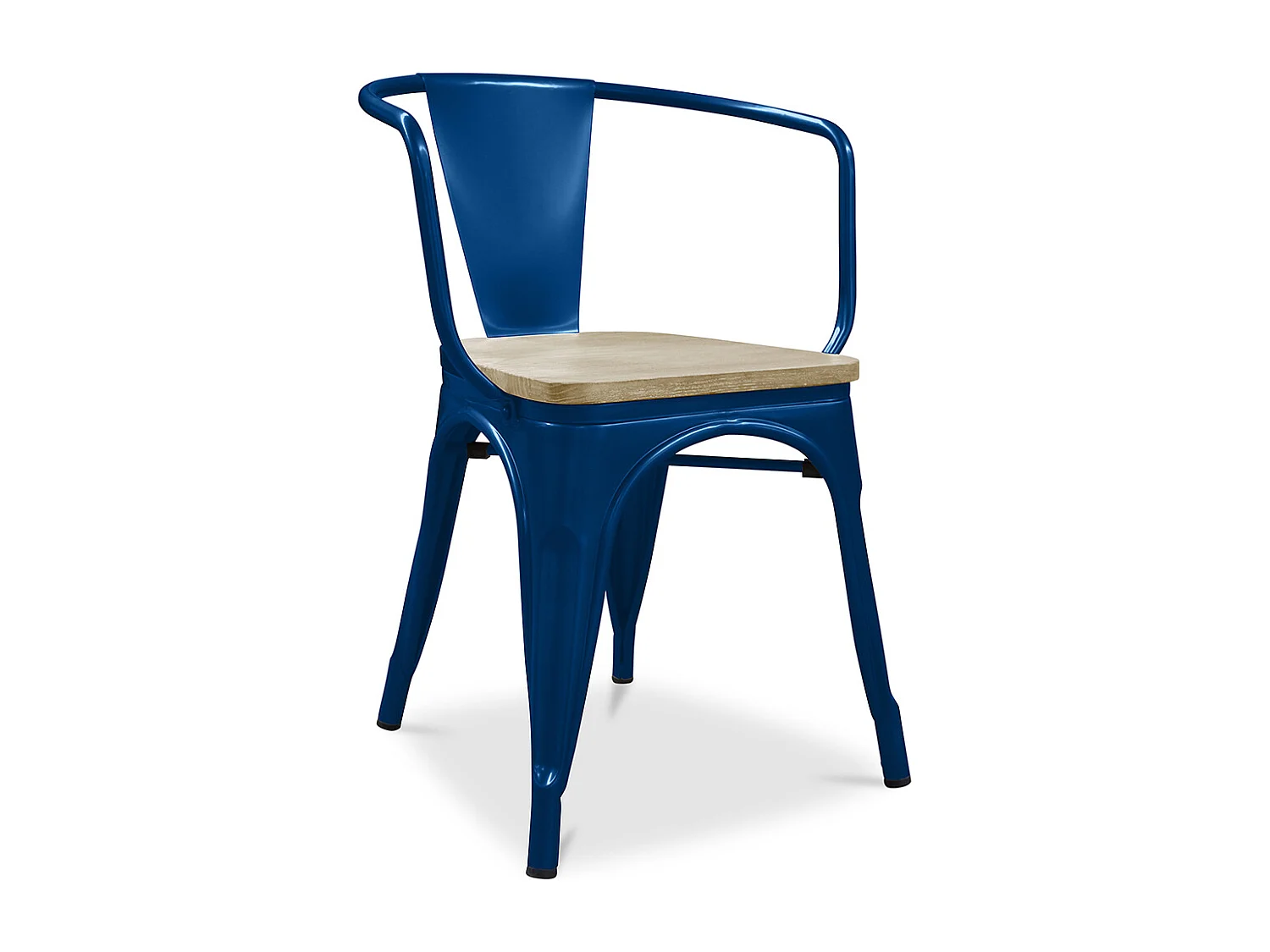 Chaise de salle à manger avec accoudoirs - Design industriel - Bois et acier - Nouvelle édition - Stylix Bleu foncé