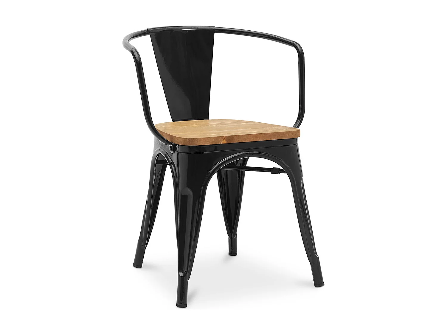 Chaise de salle à manger avec accoudoirs - Design industriel - Bois et acier - Nouvelle édition - Stylix Bleu foncé