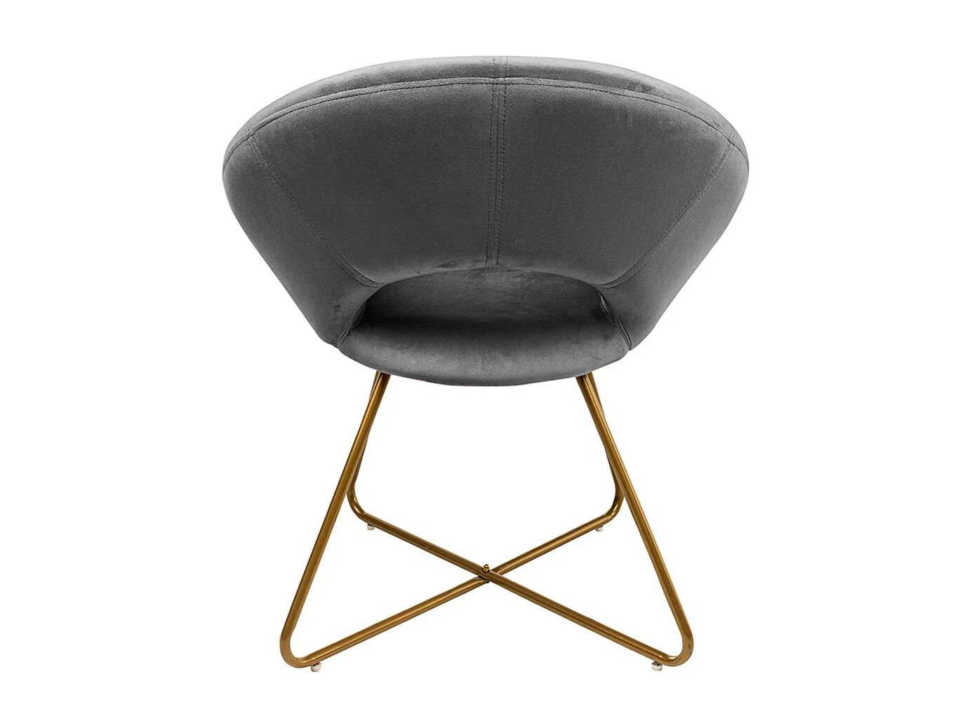 Chaise design SELESA velours gris avec accoudoirs, structure métal doré, confort dossier arrondi, 120 kg