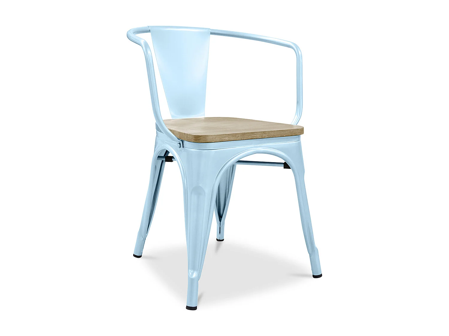 Chaise de salle à manger avec accoudoirs - Design industriel - Bois et acier - Nouvelle édition - Stylix Bleu clair