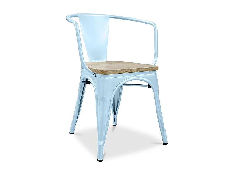 Silla de Comedor con Reposabrazos - Diseño Industrial - Madera y Acero - Nueva Edición - Stylix