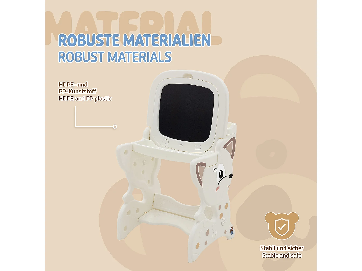 ML-Design Mesa de juegos 3 en 1 taburete infantil, caballete blanco con estante, pizarra de doble cara magnética actividades de pintura, dibujo