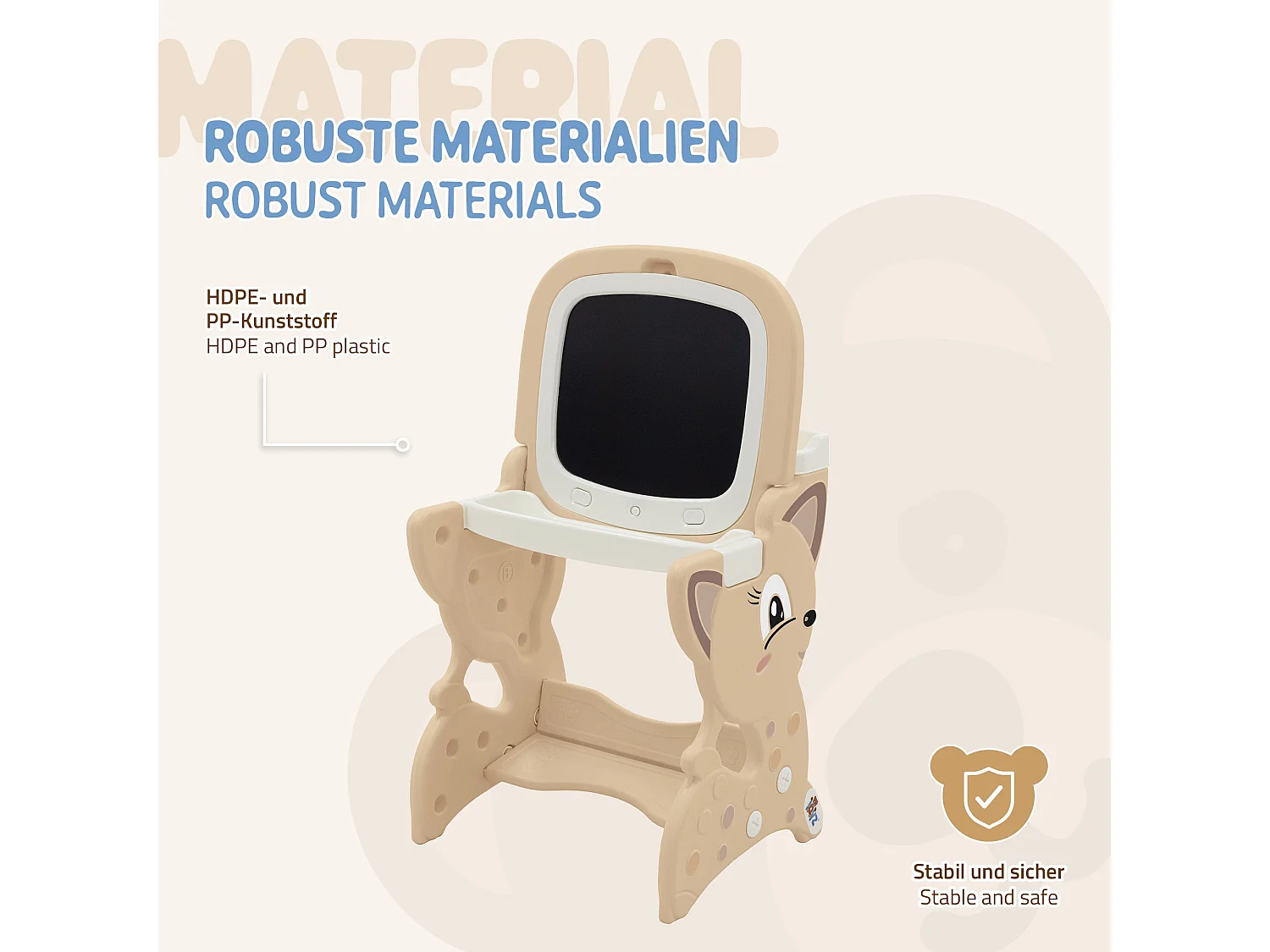 Table d’activités 3-en-1 pour enfants marron avec double tableau LCD et magnétique siège et accessoires bureau multifonction pour loisirs éducatifs