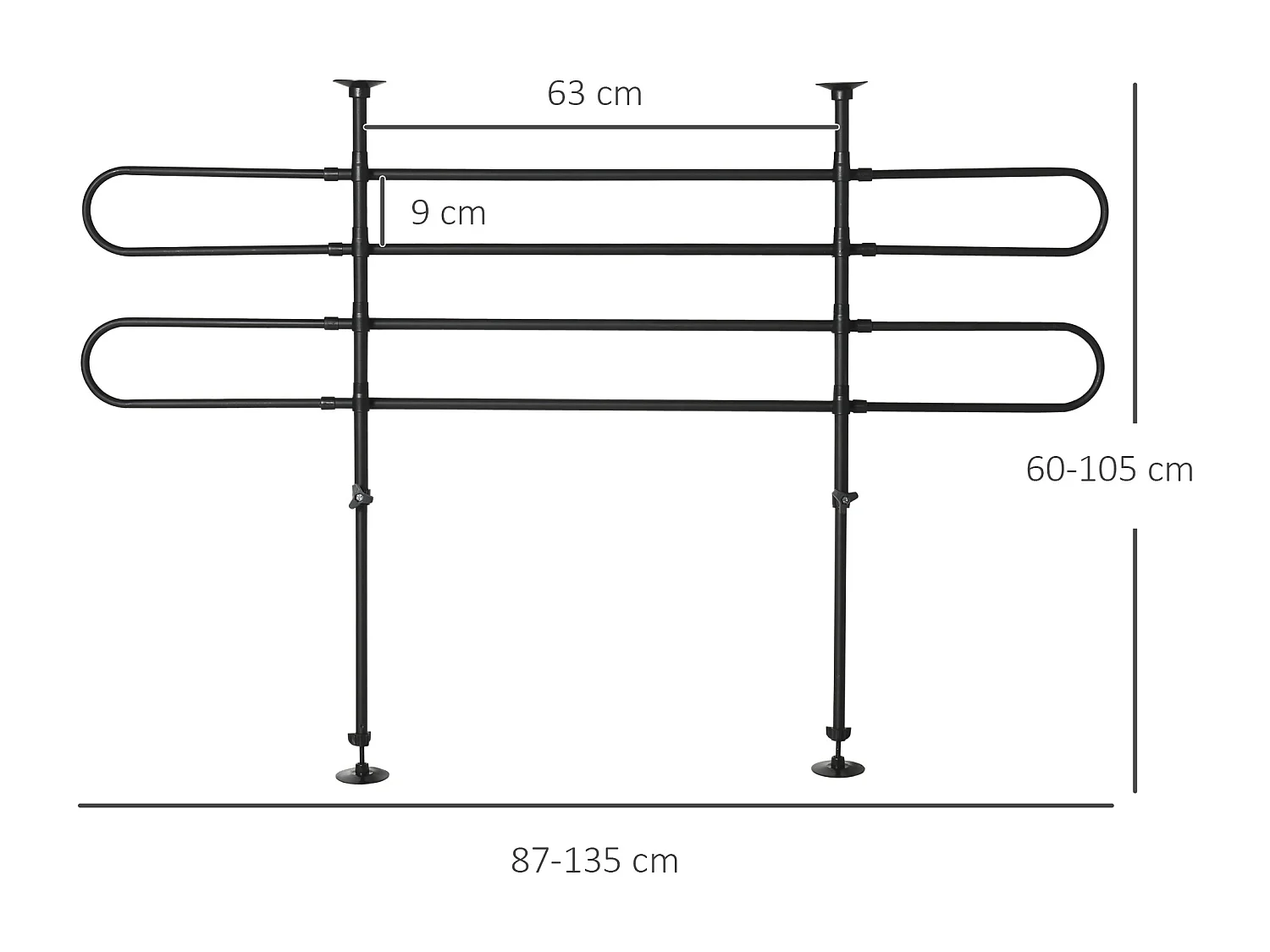 Barrière grille de séparation universelle voiture pour chien réglable 87-135L x 60-105H cm kit complet installation inclus noir
