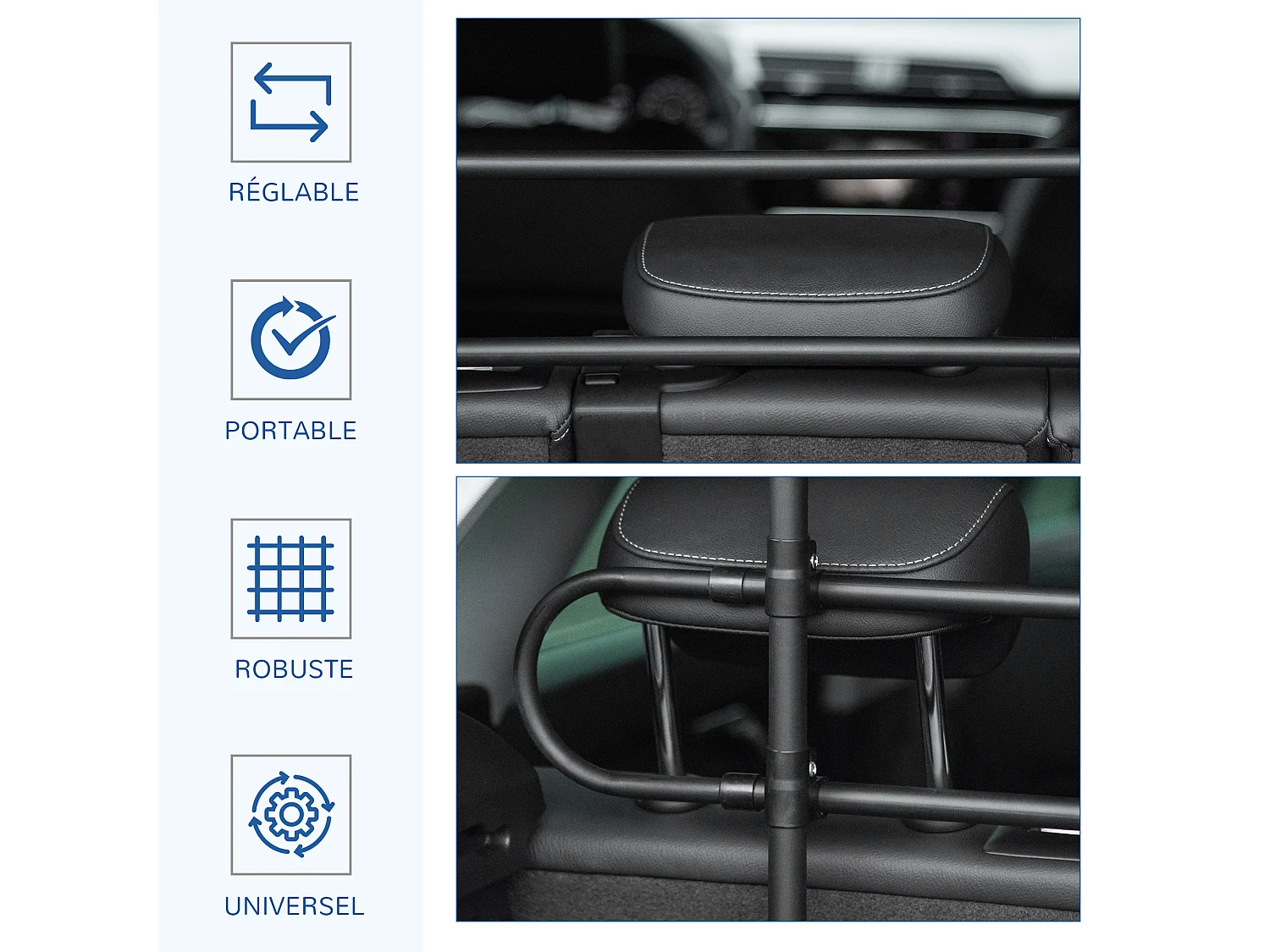 Barrière grille de séparation universelle voiture pour chien réglable 87-135L x 60-105H cm kit complet installation inclus noir