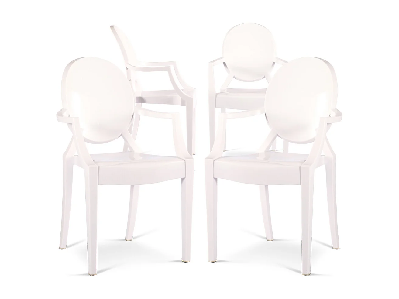 Confezione da 4 sedie da pranzo - Trasparente - Design con braccioli - Louis XIV