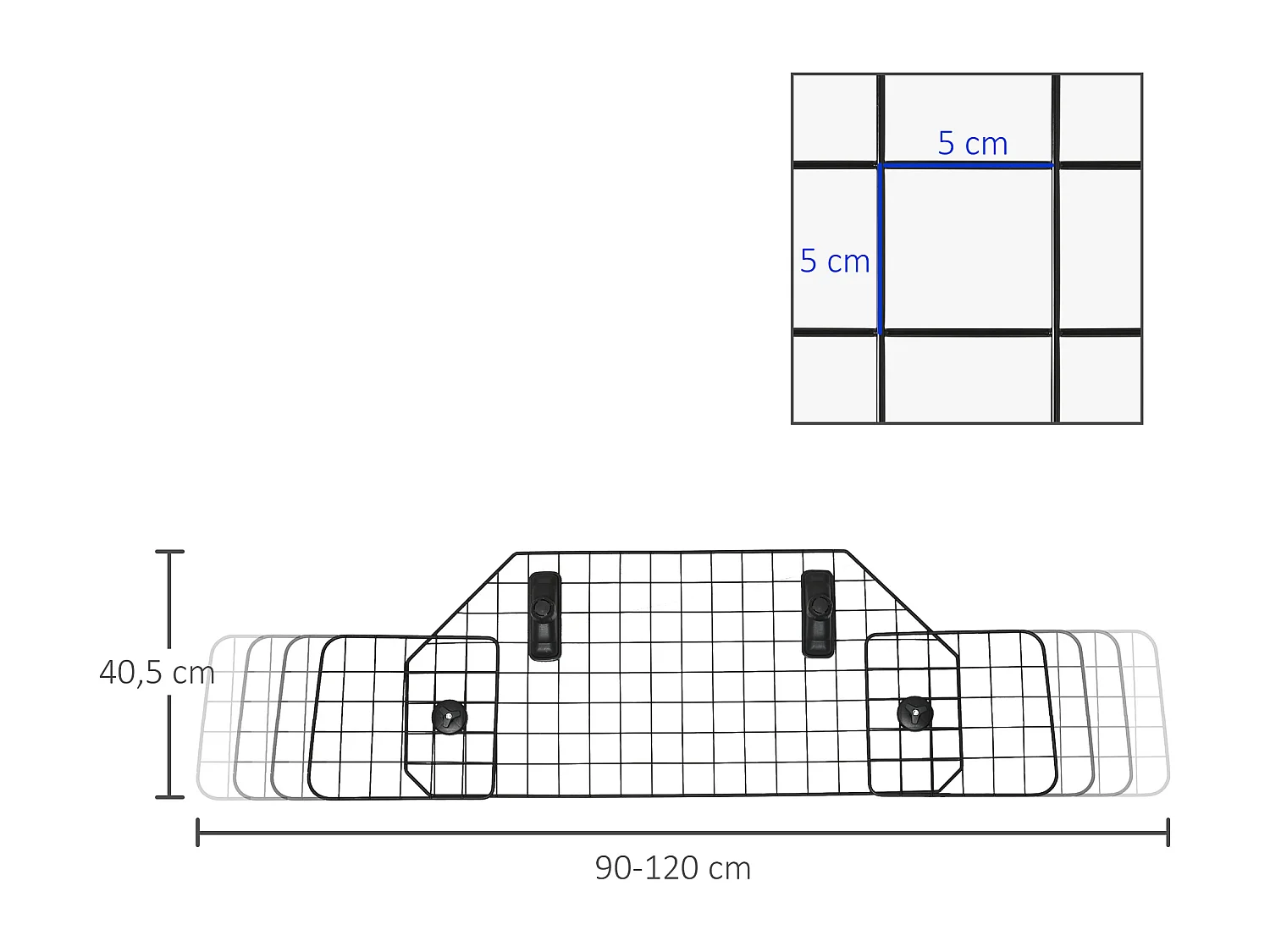 Barrière grille de séparation universelle voiture pour chien réglable 90-120L x 40H cm kit complet installation inclus noir