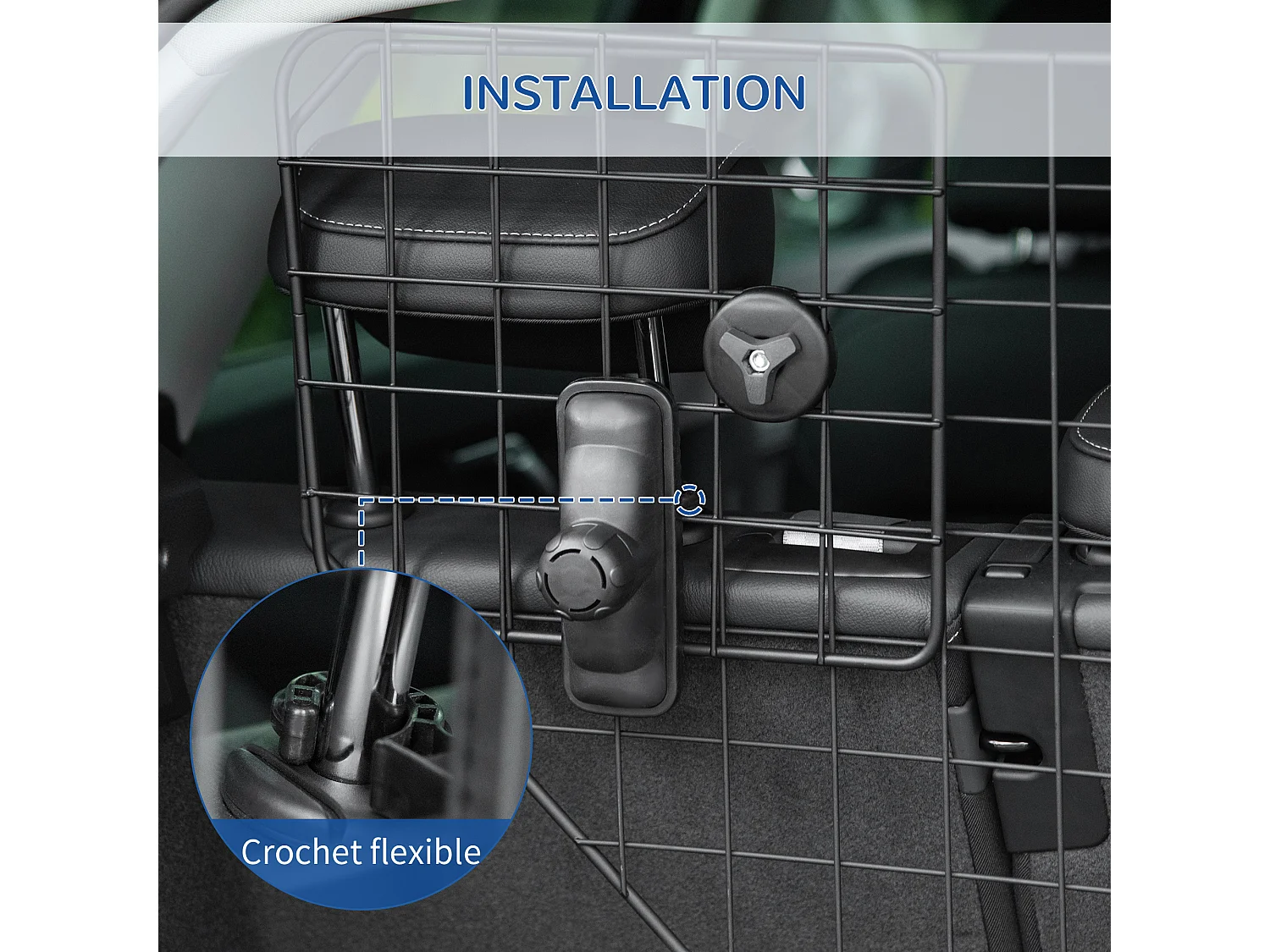 Barrière grille de séparation universelle voiture pour chien réglable 90-120L x 40H cm kit complet installation inclus noir