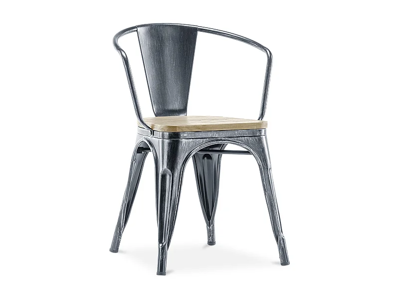 Silla de Comedor con Reposabrazos - Diseño Industrial - Madera y Acero - Nueva Edición - Stylix