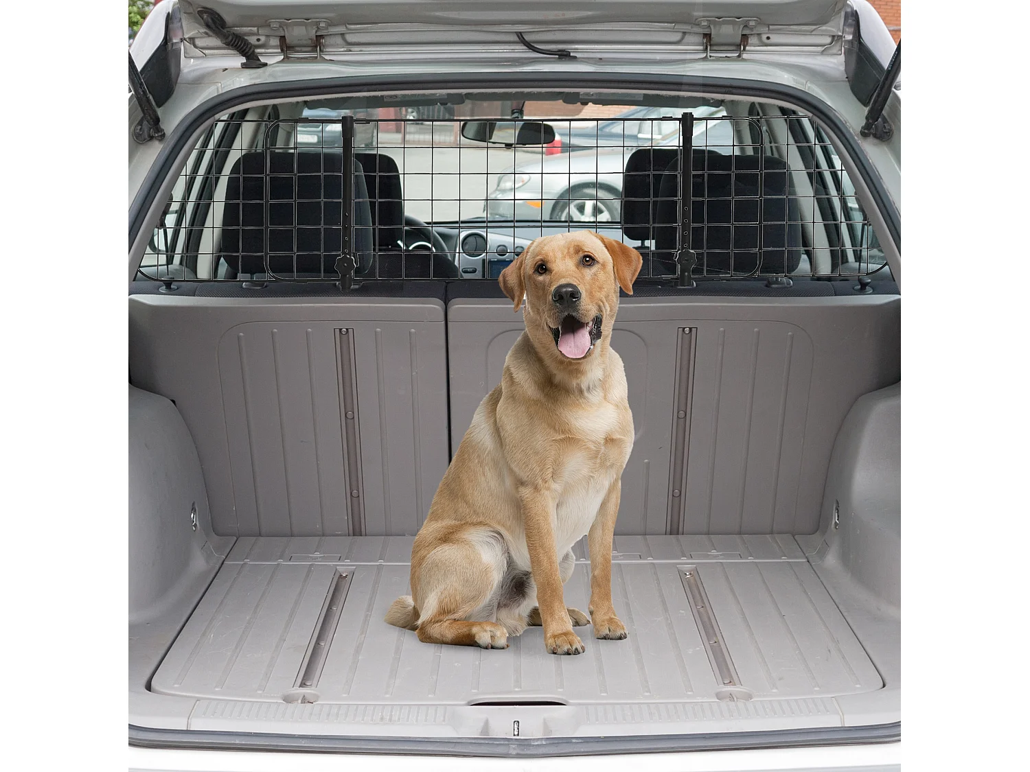 Barrière grille de séparation universelle voiture pour animaux longueur réglable dim. 91-152L x 30H cm kit complet installation inclus noir