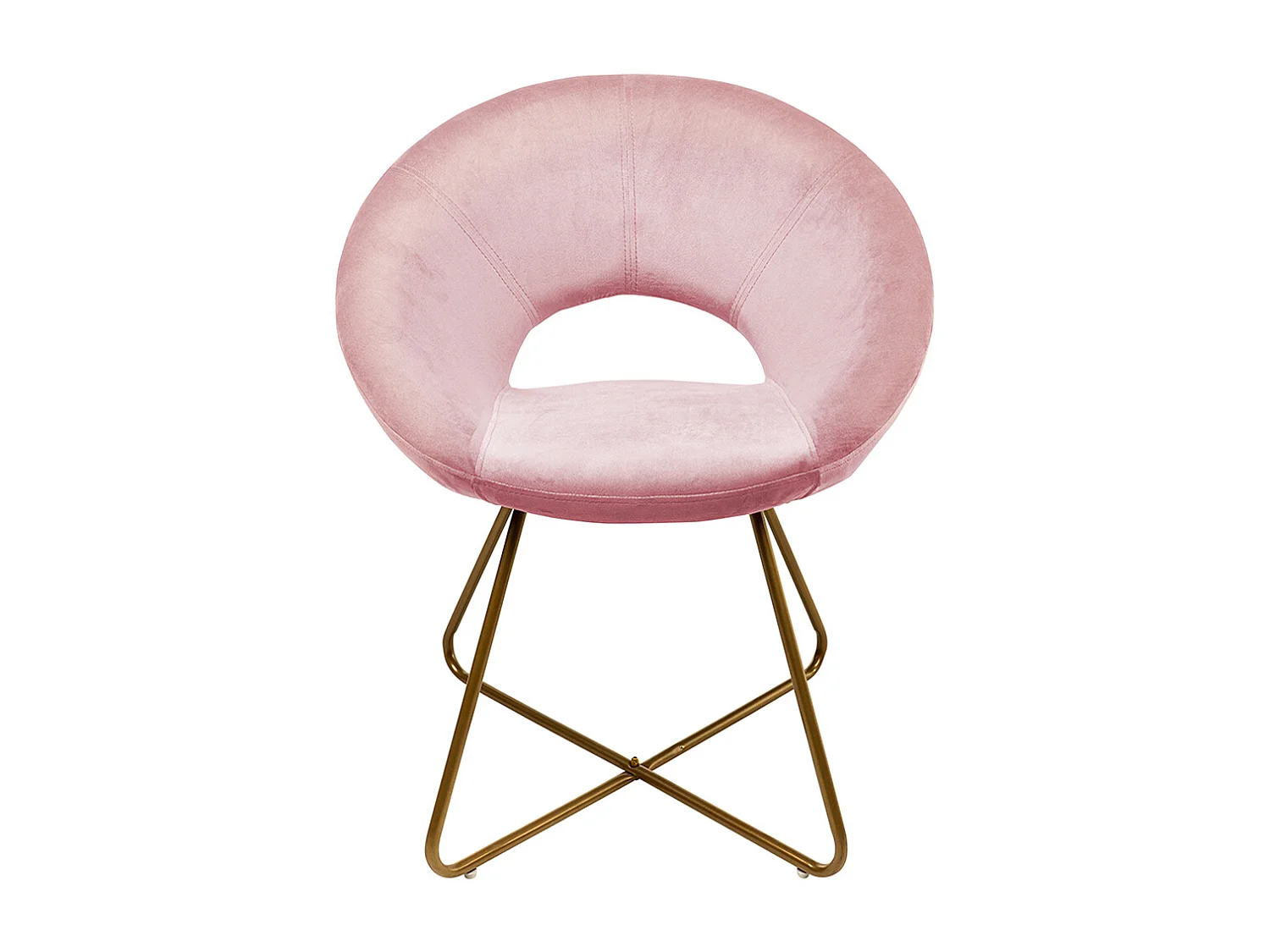 Chaise design SELESA en velours rose avec accoudoirs, structure métal doré, confort optimal, 70x81x55 cm