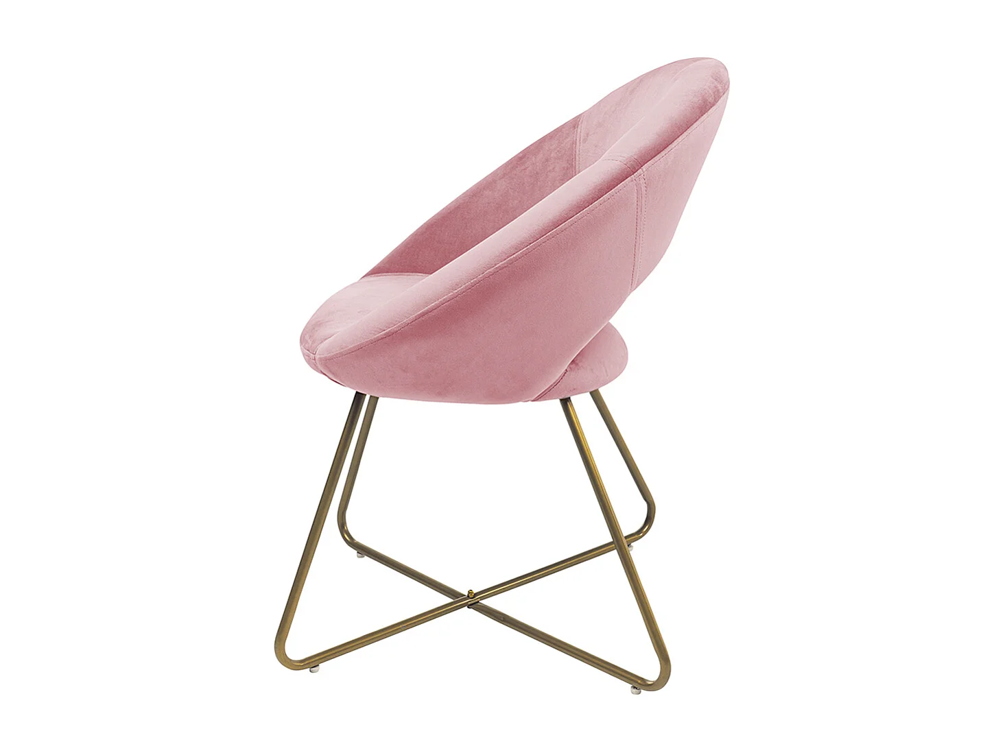 Chaise design SELESA en velours rose avec accoudoirs, structure métal doré, confort optimal, 70x81x55 cm